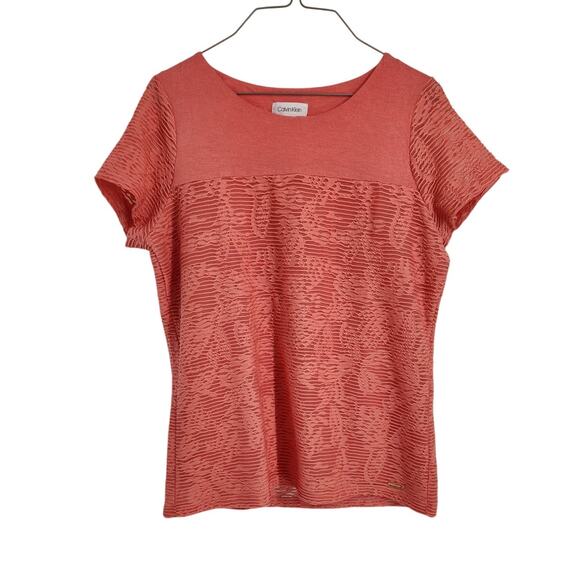 Calvin Klein Pink Short Sleeve Top - Women's Medium - Picture 1 of 4